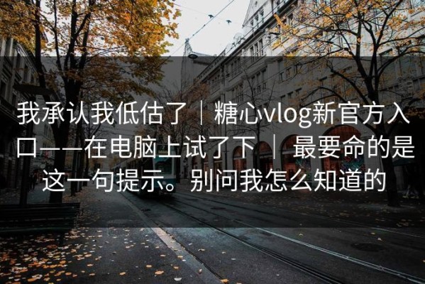 我承认我低估了｜糖心vlog新官方入口——在电脑上试了下 ｜ 最要命的是这一句提示。别问我怎么知道的