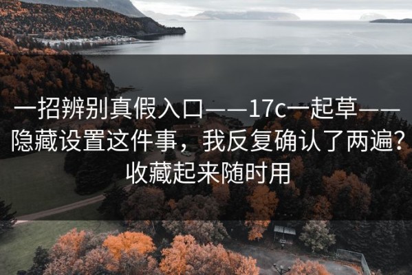 一招辨别真假入口——17c一起草——隐藏设置这件事，我反复确认了两遍？收藏起来随时用