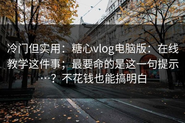 冷门但实用：糖心vlog电脑版：在线教学这件事；最要命的是这一句提示…？不花钱也能搞明白