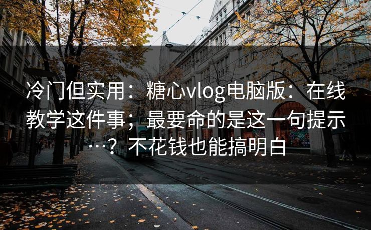 冷门但实用：糖心vlog电脑版：在线教学这件事；最要命的是这一句提示…？不花钱也能搞明白