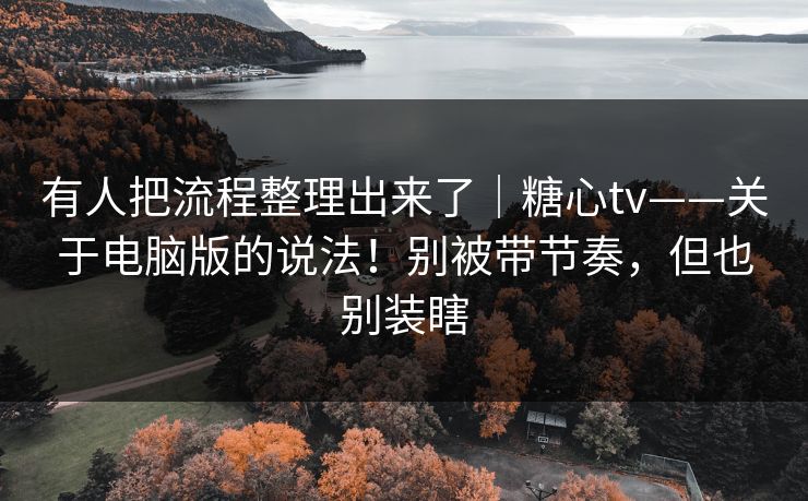 有人把流程整理出来了｜糖心tv——关于电脑版的说法！别被带节奏，但也别装瞎